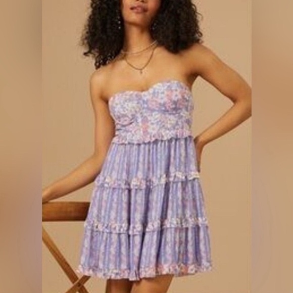 Altar’d State Floral Strapless Mini Lined  Sundress Size XL - Picture 1 of 13